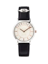 VERSACE V-ESSENTIAL STAINLESS STEEL LEATHER STRAP WATCH,400014824514