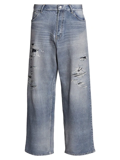 Balenciaga Trompe L'oeil Wide-leg Jeans In Blue