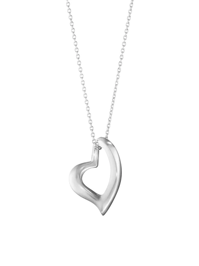 Georg Jensen Open Heart Pendant Necklace, 17.72 In Silver