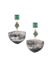 AKOLA WOMEN'S JUNE 10K-GOLD-PLATED, MALACHITE, NATURAL BLACK HORN, & RAFFIA DROP EARRINGS,400014992429