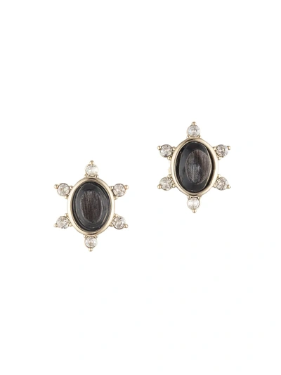 Akola Briar 10k Goldplated Crystal & Horn Stud Earrings In Black