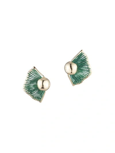 Akola Wren 10k Goldplated Raffia Stud Earrings In Emerald