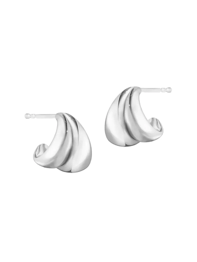 Georg Jensen Sterling Silver Curve Huggie Hoop Earrings