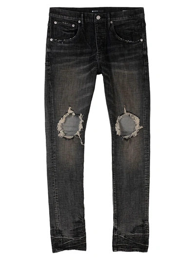 Purple Brand P001 Distressed Stretch Skinny Jeans In Grey Blow Out