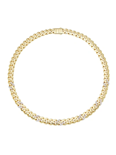 Saks Fifth Avenue Women's 14k Gold & Diamond Miami Cuban Chain Necklace In Yellow Gold