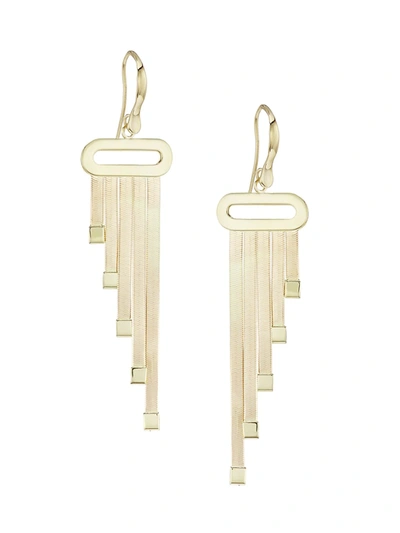 Saks Fifth Avenue Solid 14k Gold Herringbone Chain Drop Earrings In Yellow Gold