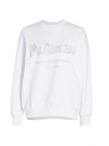 Alexander Mcqueen Glitter Logo Sweatshirt In White Silver