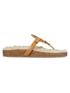 Tory Burch Miller Cloud Shearling Sandals In Caramel Corn