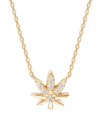 Djula Women's Magic Touch 18k Yellow Gold & Diamond Leaf Pendant Necklace