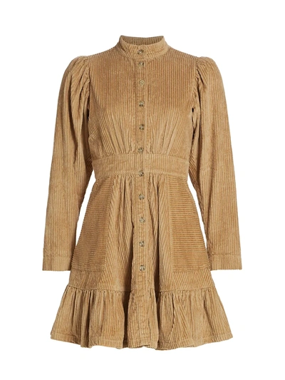 Bytimo Women's Button-front Corduroy Cotton Mini Dress In Beige
