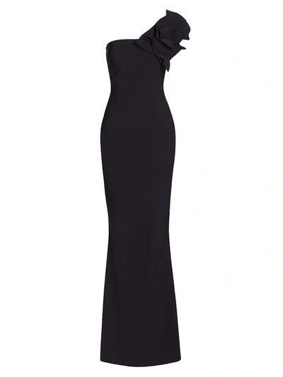 Chiara Boni La Petite Robe Mercedes Sugar Twisted One-shoulder Gown In Black