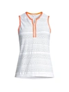 L'etoile Sport Women's Golf & Tennis Zip-front Tank Top In White Orange