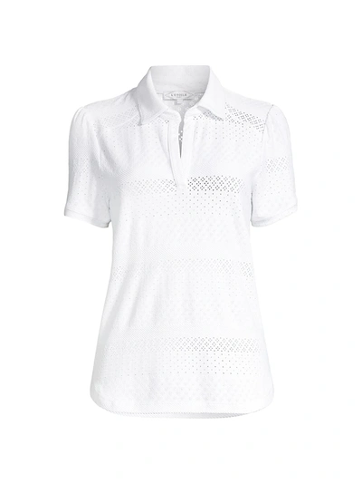 L'etoile Sport Lace Polo Shirt In White Lace
