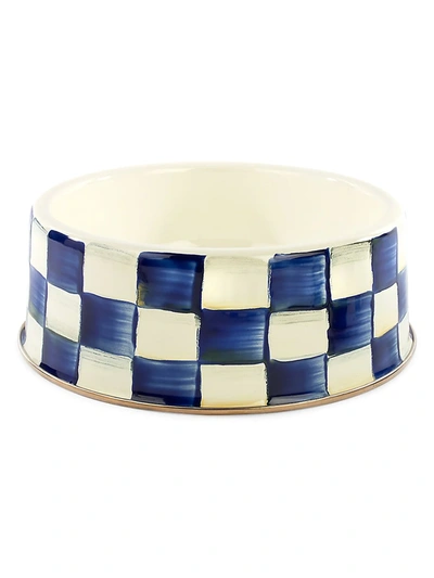 Mackenzie-childs Royal Check Enamel Pet Dish In Blue