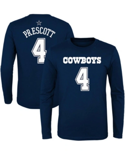 Outerstuff Kids' Youth Boys Dak Prescott Navy Dallas Cowboys Mainliner Player Name Number Long Sleeve T-shirt