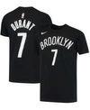 Nike Youth Boys Kevin Durant Black Brooklyn Nets Logo Name Number Performance T-shirt In Black