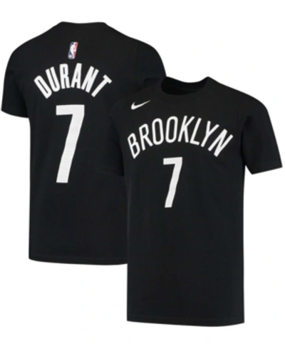 Nike Kids' Youth Boys Kevin Durant Black Brooklyn Nets Logo Name Number Performance T-shirt