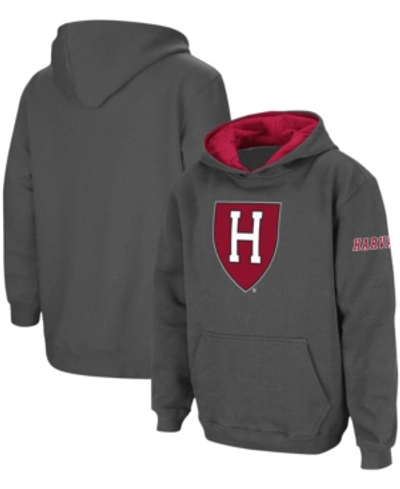 Stadium Athletic Kids' Youth Boys Charcoal Harvard Crimson Big Logo Pullover Hoodie