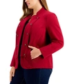 Tommy Hilfiger Plus Size Military Band Jacket In Crimson