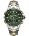Seiko Men's Coutura Radio Sync Solar Chronograph Two-tone Stainless Steel Bracelet Watch 45mm Ssg010 In Green