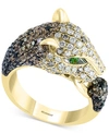 EFFY COLLECTION EFFY DIAMOND (2-1/8 CT. T.W.) & TSAVORITE (1/8 CT. T.W.) OMBRE PANTHER RING IN 14K GOLD