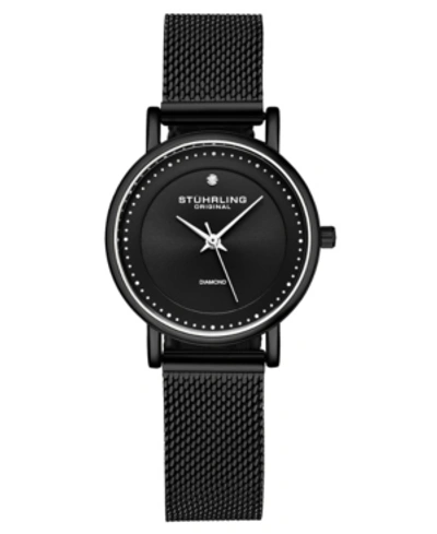 Stuhrling Women's Quartz Black Mesh Bracelet Watch 29mm