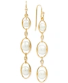 MACY'S CULTURED FRESHWATER PEARL (5-7-1/2MM) & WHITE TOPAZ (1/20 CT. T.W.) DROP EARRINGS IN 14K GOLD-PLATED