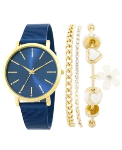 Inc International Concepts Women's Mesh Strap Watch 40mm & Bracelet Set, Created For Macy's In Blue