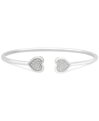 Macy's Diamond Heart Cluster Flex Bangle Bracelet (1/6 Ct. T.w.) In Sterling Silver