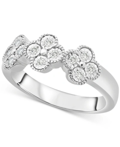 Macy's Diamond Quatrefoil Ring (1/6 Ct. T.w.) In Sterling Silver