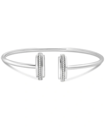 Macy's Diamond Bar Flex Bangle Bracelet (1/6 Ct. T.w.) In Sterling Silver