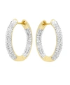 Essentials High Polished Hinged Crystal Pave Hoop Earring, Gold Plate And Silver Plate In Gold-tone