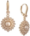 MARCHESA PAVE & IMITATION PEARL CLUSTER DROP EARRINGS