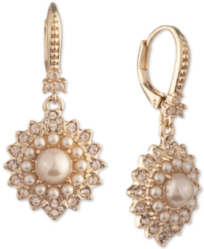 Marchesa Pave & Imitation Pearl Cluster Drop Earrings In Gold