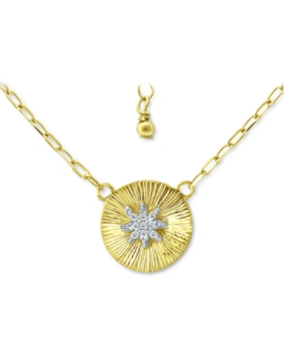 Giani Bernini Cubic Zirconia Star Disc Pendant Necklace, 16" + 2" Extender, Created For Macy's In Gold Over Silver