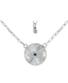 GIANI BERNINI LAB-GROWN BLUE SAPPHIRE & CUBIC ZIRCONIA EVIL EYE DISC PENDANT NECKLACE, 16" + 2" EXTENDER, CREATED 