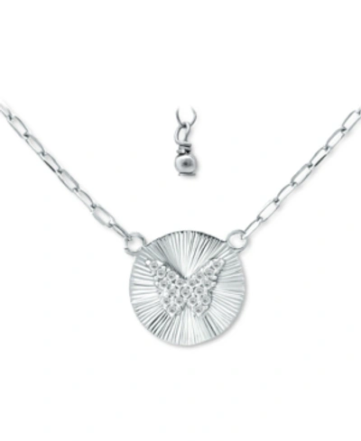 Giani Bernini Cubic Zirconia Butterfly Disc Pendant Necklace, 16" + 2" Extender, Created For Macy's In Sterling Silver