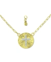 Giani Bernini Cubic Zirconia Cross Disc Pendant Necklace, 16" + 2" Extender, Created For Macy's In Gold Over Silver