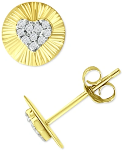 Giani Bernini Cubic Zirconia Heart Disc Stud Earrings, Created For Macy's In Gold Over Silver