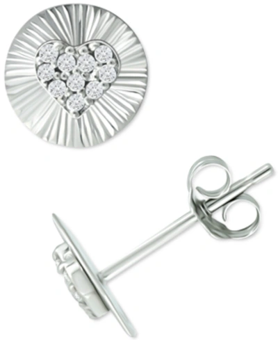 Giani Bernini Cubic Zirconia Heart Disc Stud Earrings, Created For Macy's In Sterling Silver