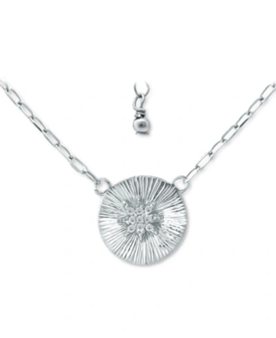 Giani Bernini Cubic Zirconia Star Disc Pendant Necklace, 16" + 2" Extender, Created For Macy's In Sterling Silver