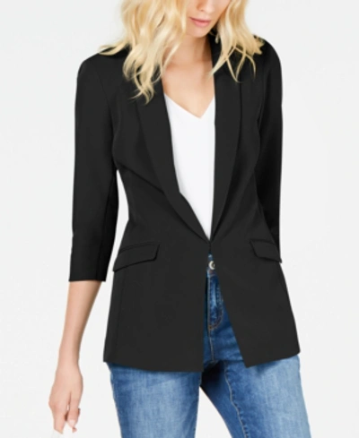 Inc International Concepts Inc Petite Ruched-sleeve Blazer, Created For Macy's In Deep Black