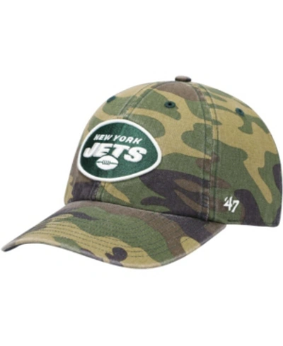 47 Brand New York Jets Woodland Clean Up Adjustable Cap In Camo