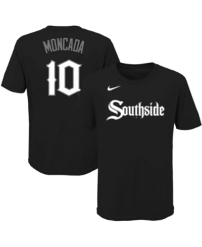 NIKE BIG BOYS AND GIRLS NIKE YOAN MONCADA BLACK CHICAGO WHITE SOX CITY CONNECT NAME AND NUMBER T-SHIRT