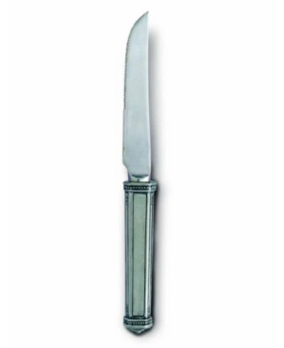 Vagabond House Pewter Leaf Pattern Steak Knife Set Of 6 In Silver