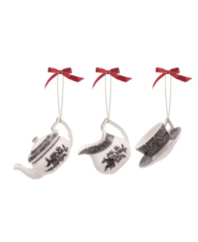 Spode Heritage Tea Set Ornaments, 3 Pieces In White Multi