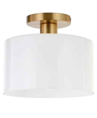 Hudson & Canal Henri Semi Flush Mount Ceiling Light With Shade In Brass