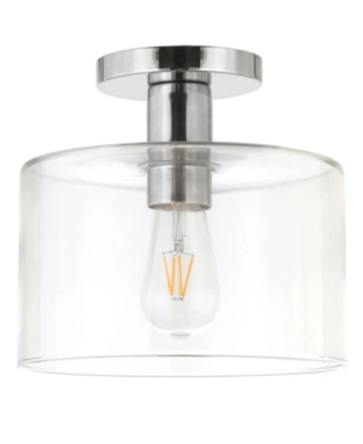 Hudson & Canal Henri Semi Flush Mount Ceiling Light With Glass Shade In Polished Nickel