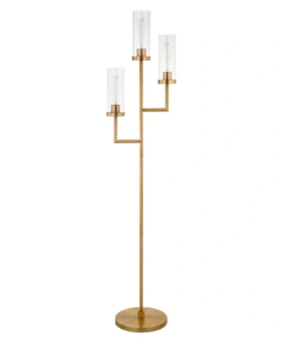 Hudson & Canal Basso Torchiere 3 Light Floor Lamp With Glass Shades In Brass