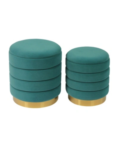 Tov Furniture Saturn Teal Storage Ottomans, Set Of 2